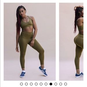 Girlfriend collective float ultralight leggings in fern/olive green